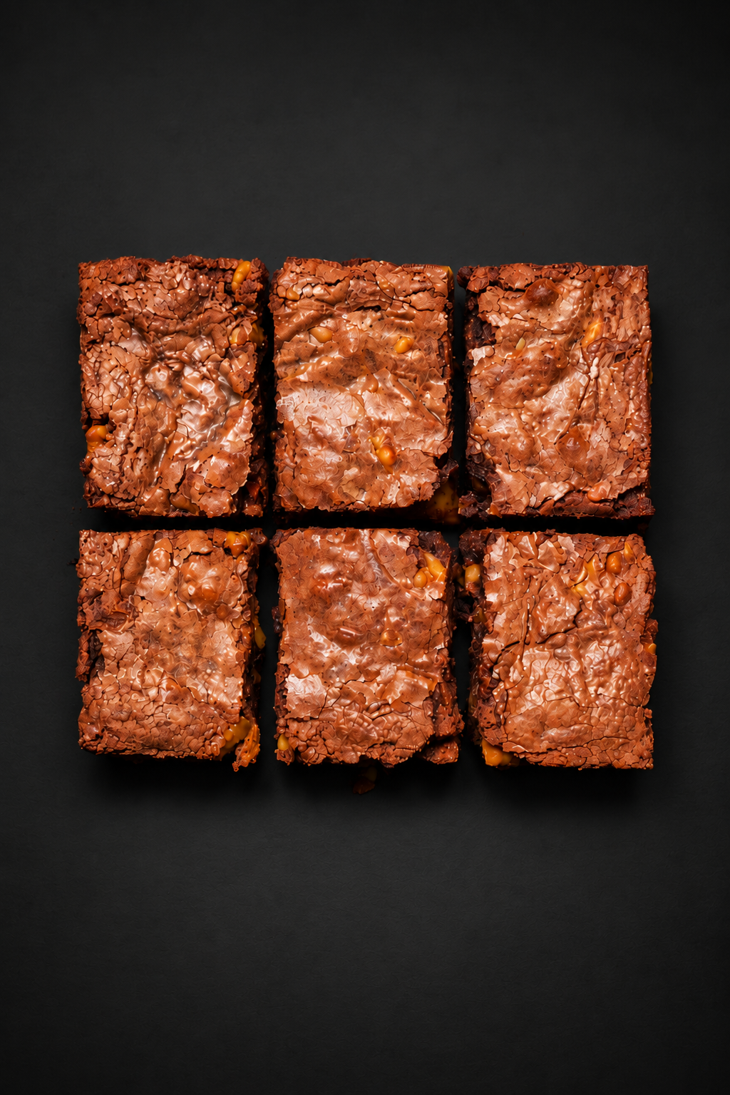 Six chocolate and walnut brownies with crackled tops – The Great Indulgence