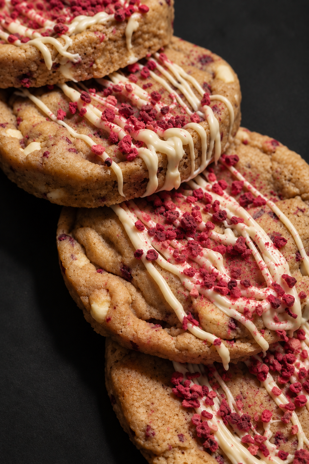 White chocolate and raspberry sourdough cookies drizzled with white chocolate – The Rosy Reputation