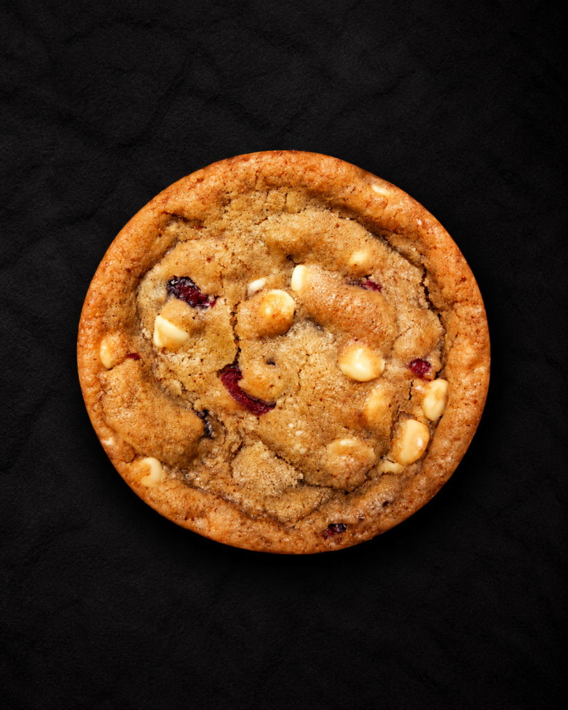 White chocolate and cranberry sourdough cookie - The Crimson Confession