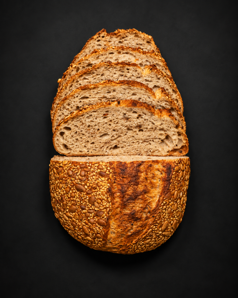 Sliced multigrain seeded sourdough loaf – The Seeded Squire
