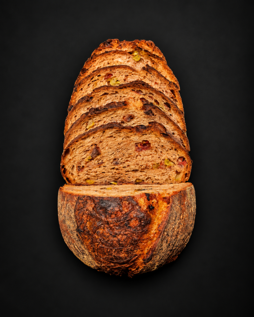Sliced sun-dried tomato, olive and herb sourdough loaf – The Tuscan Regent