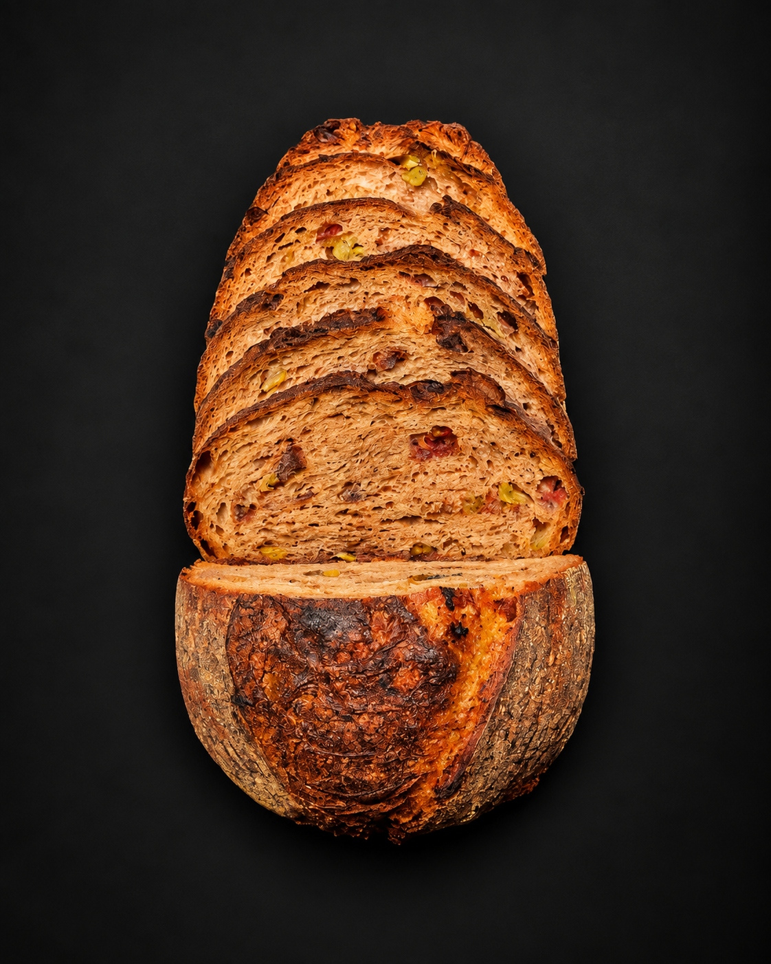 Sliced sun-dried tomato, olive and herb sourdough loaf – The Tuscan Regent