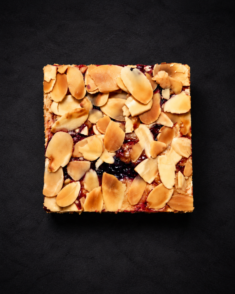 Black Cherry, almond and white chocolate sourdough blondie - The Bakewell Conspiracy